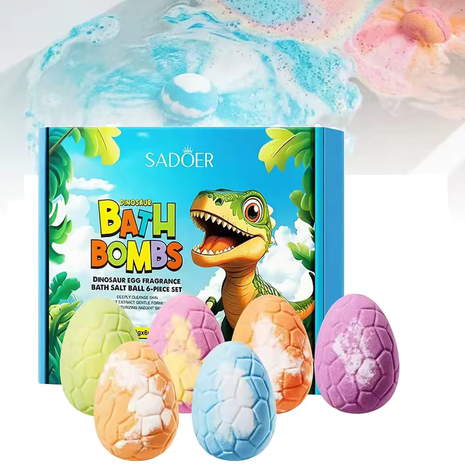 Coffret de 6 bombes de bain surprises avec jouets dinosaures